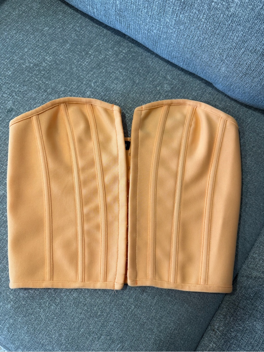 PrettyLittleThing Orange Strapless Corset Bustier Top US 8 #204